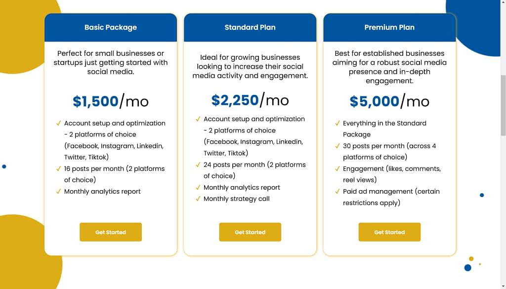 recurring service model in action - selling social media management packages