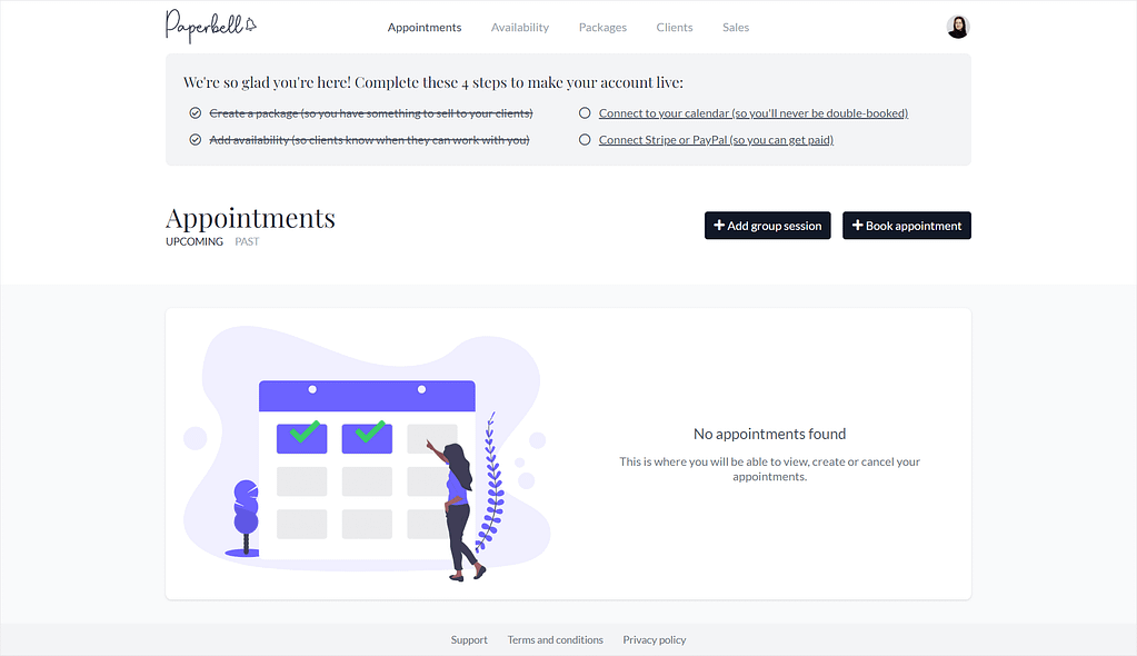 Screenshot of Paperbell's dashboard.