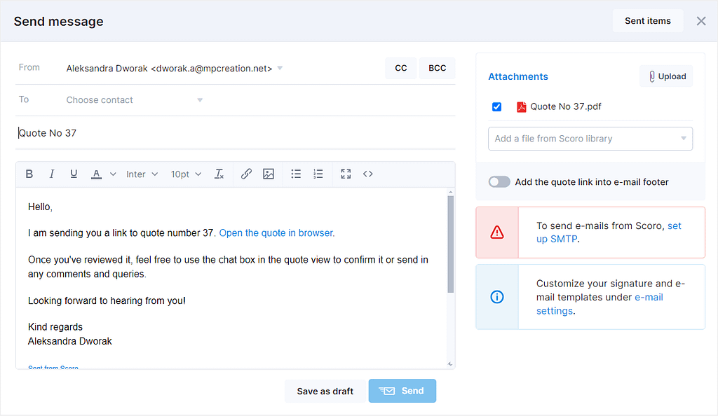 Scoro review: testing client communication and email templates