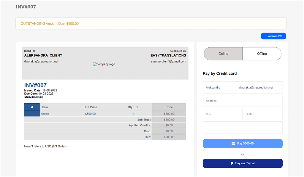 Flowlu vs Agiled: purchasing a service in Agiled