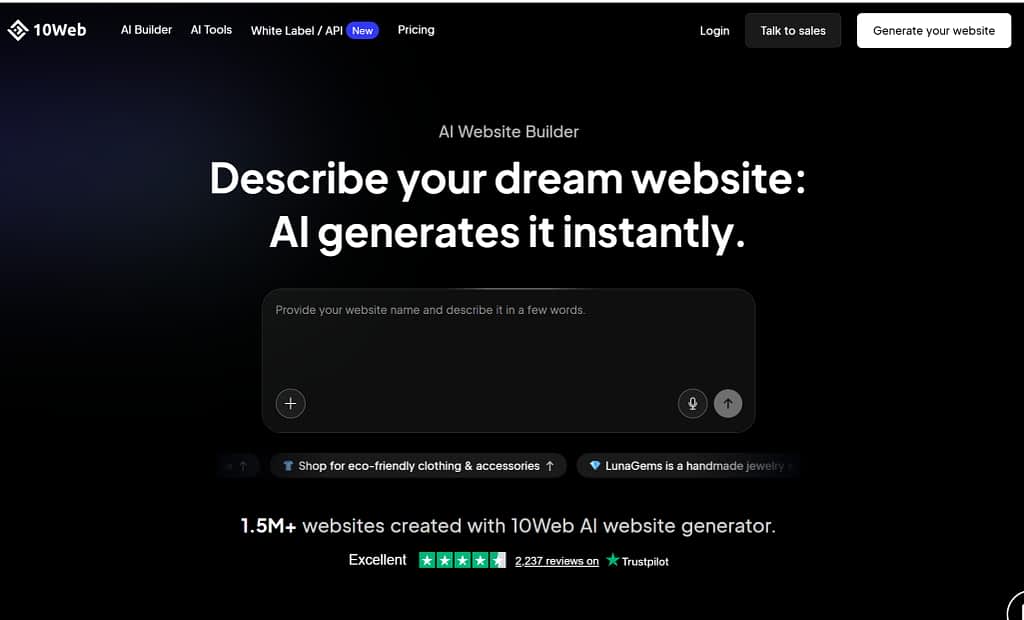 10web, website builder to improve your own and clients online presence