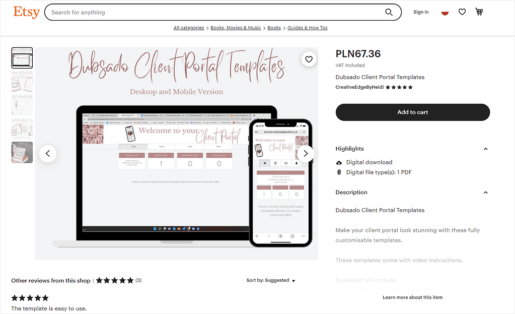 Ready-made and tailor-made templates to buy for customizing Dubsado client portal