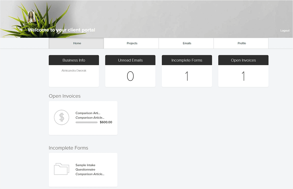 dubsado client portal example in dubsado pricing