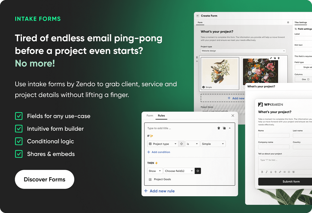 intake forms builder - benefits for project management and client onboarding