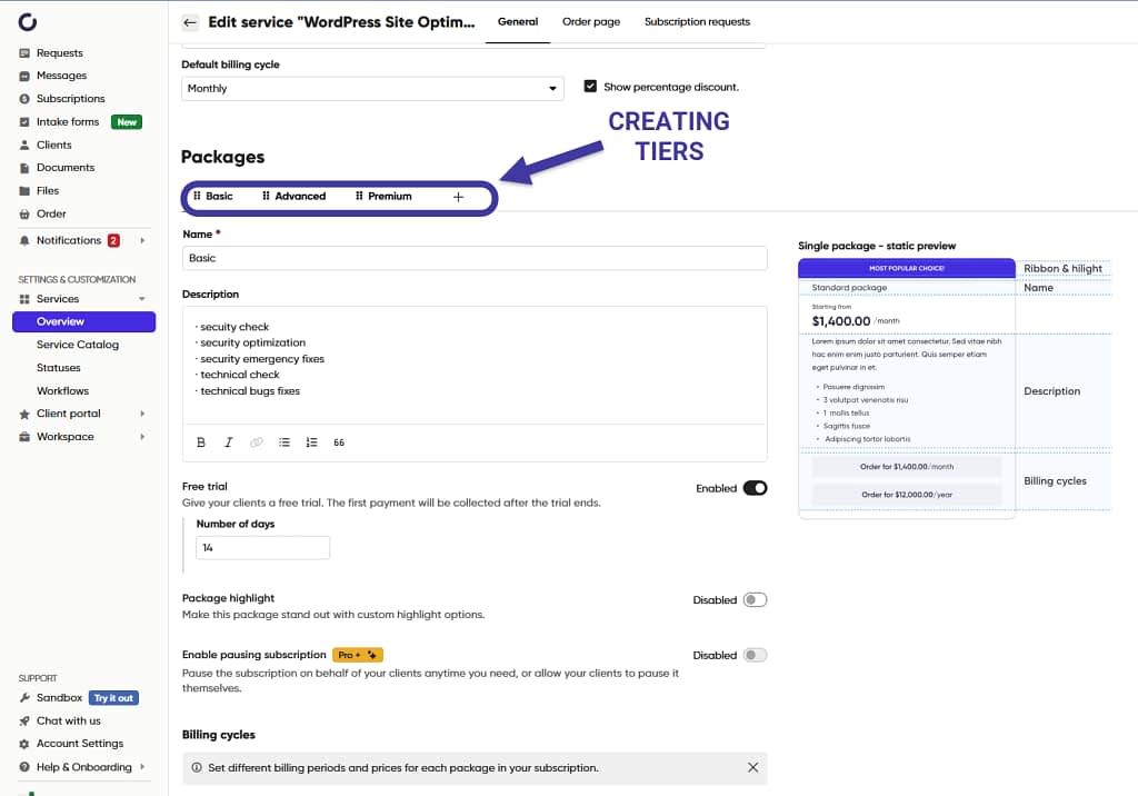 tiered pricing calculated and defined in zendo platforms