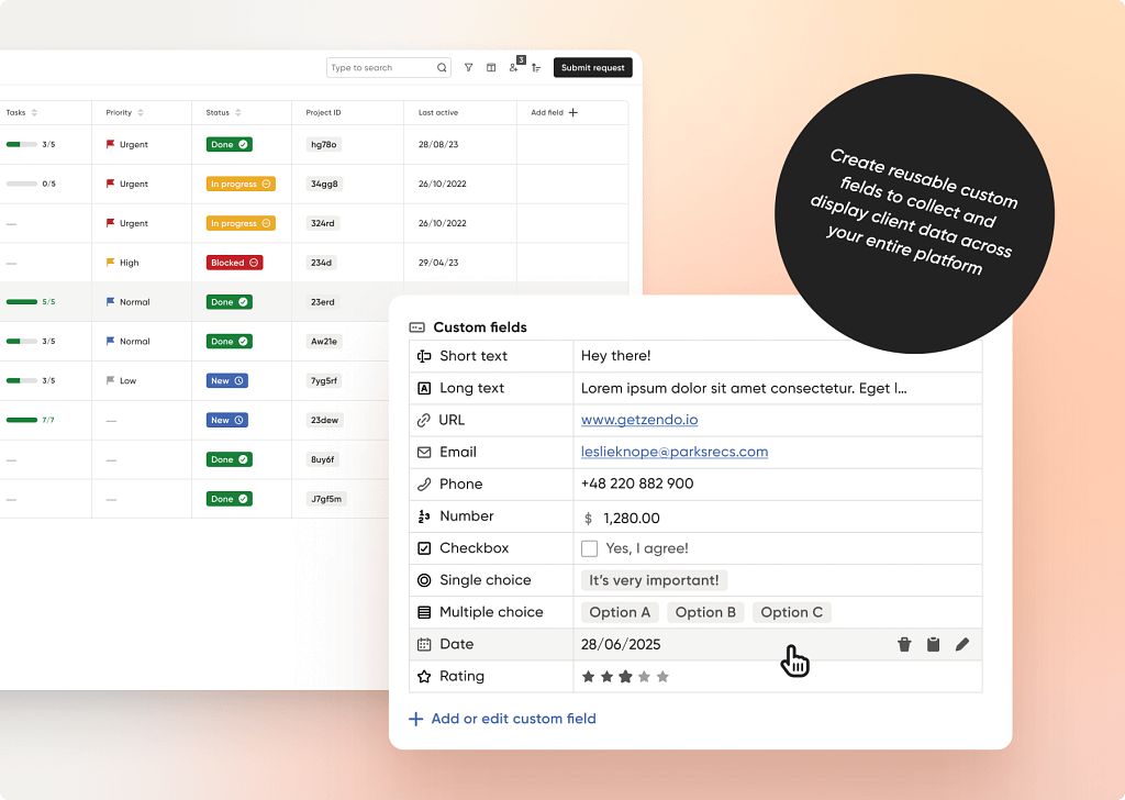 custom fields to streamline client database management in Zendo 3.0 app