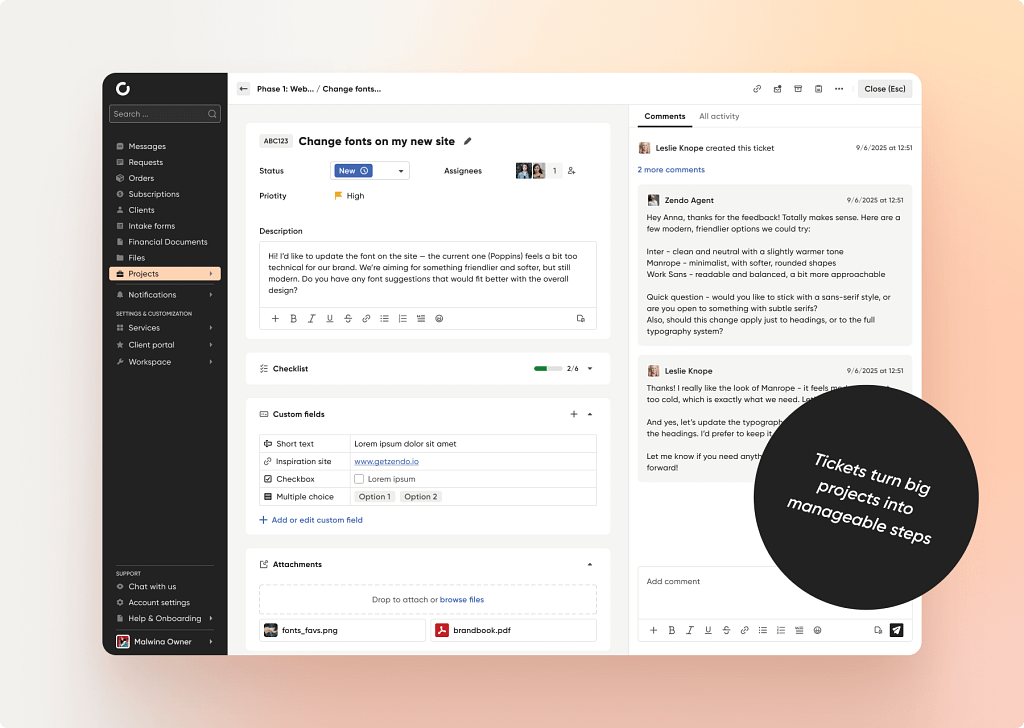 innovative ticketing system in Zendo 3.0 platform to improve project management