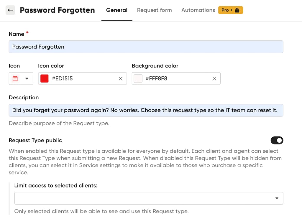 customizing actions in it client portal