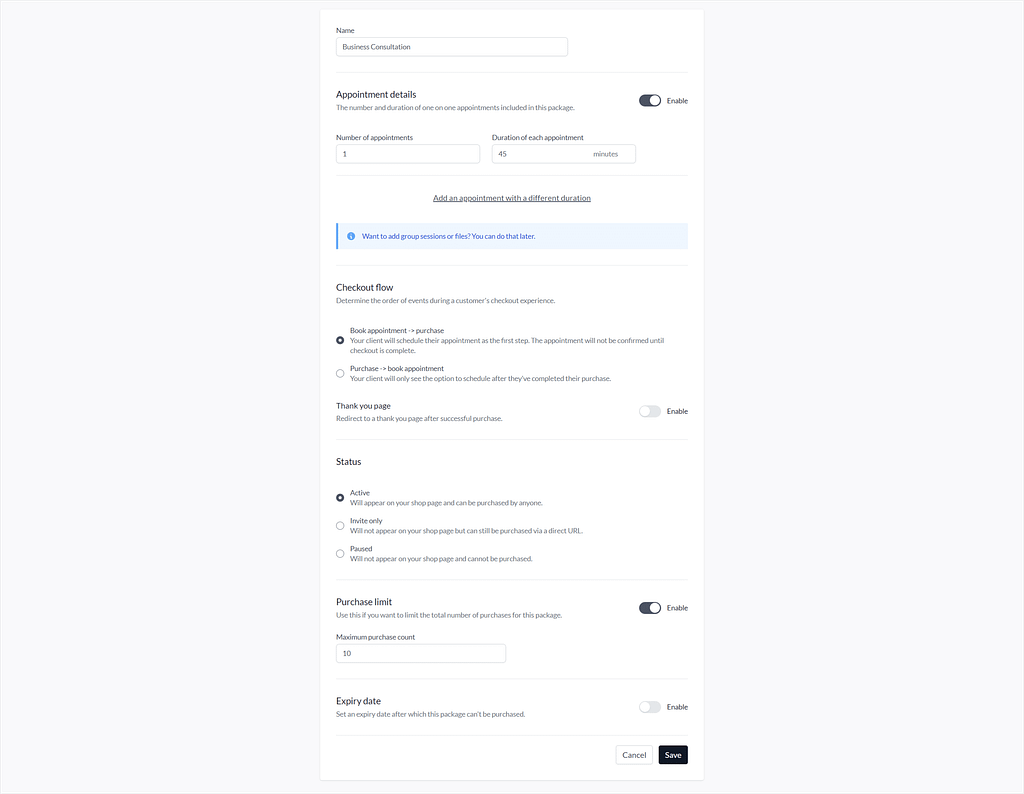 Paperbell vs HoneyBook vs Zendo: adding a consultation package in Paperbell