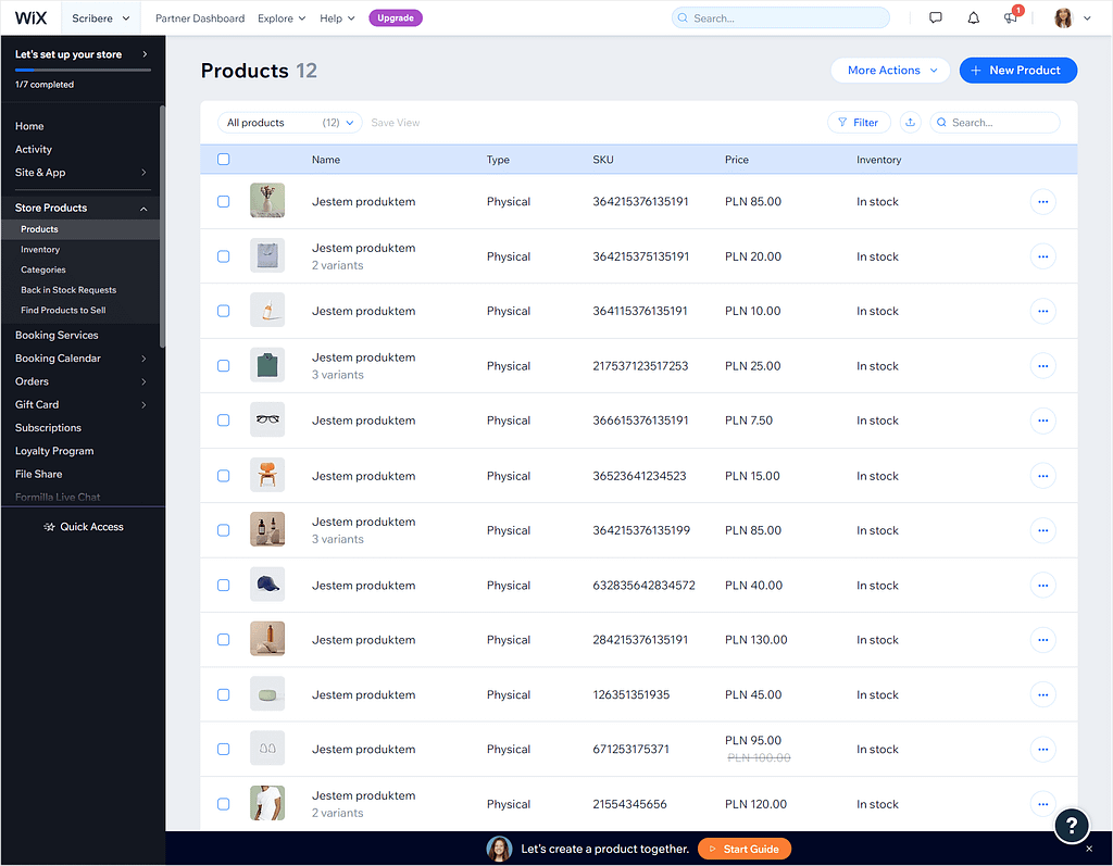 wix ascend pricing: feature example
