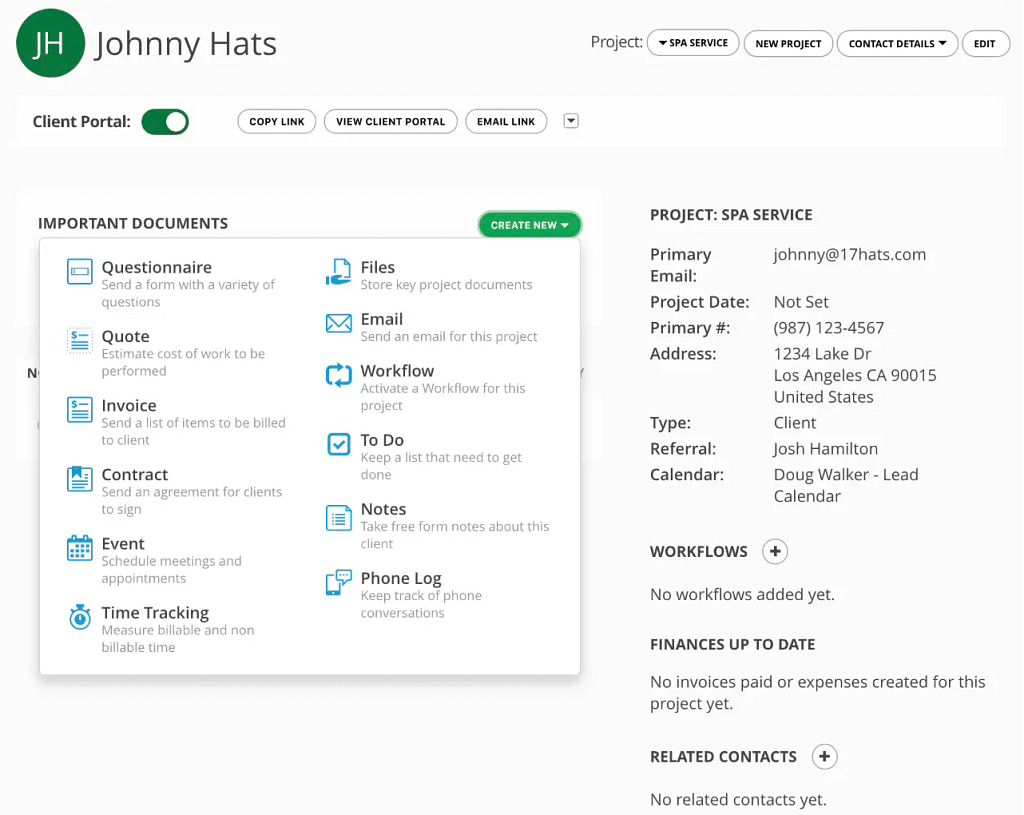 client profile data in 17hats