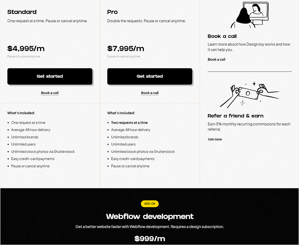 Designjoy's subscription plans