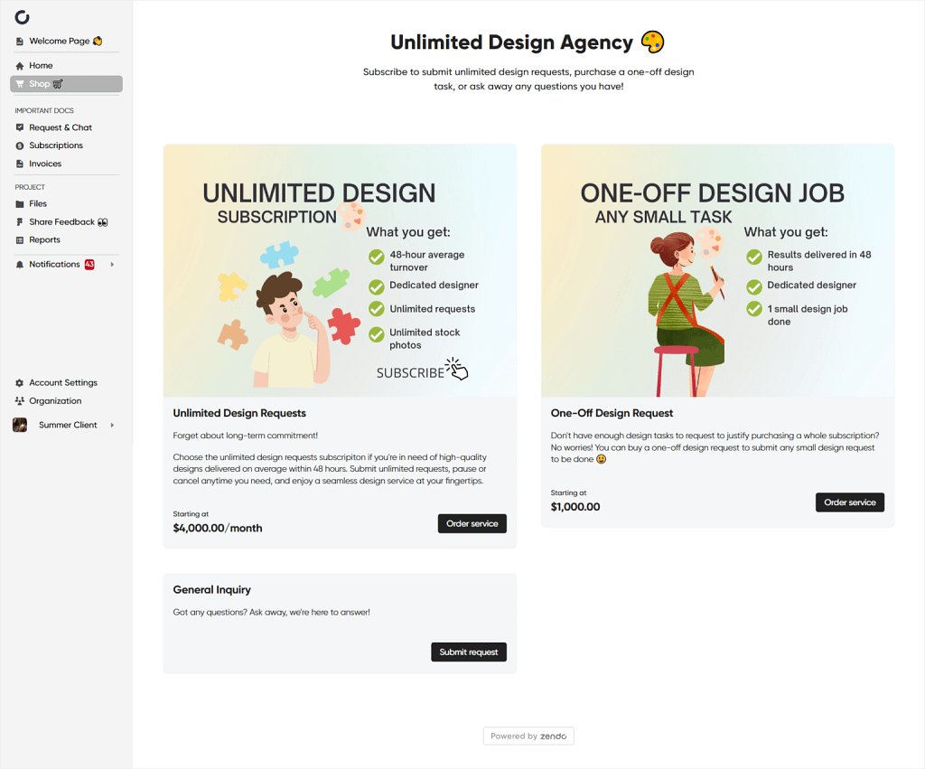 Example Storefront in Zendo