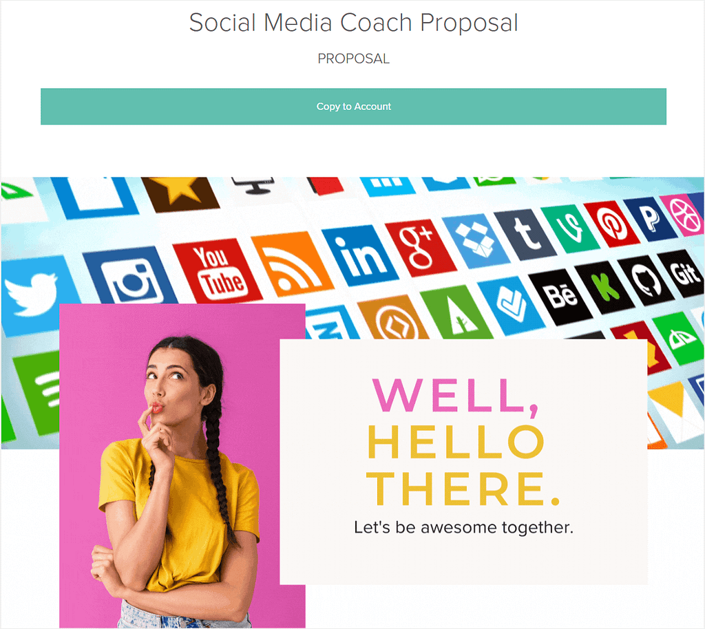 Example proposal document template in Dubsado