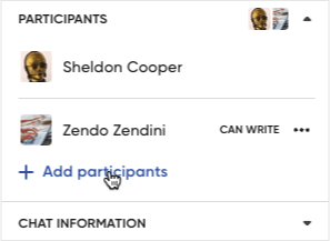 screenshot showing adding participants to chat