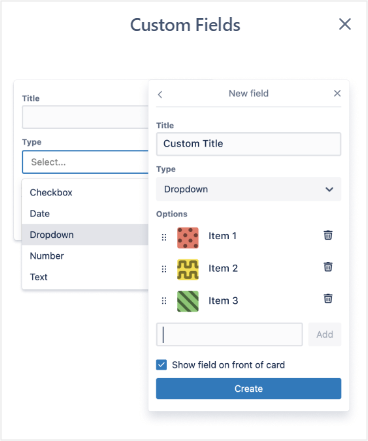 Non-interactive custom field popup in the free version of Trello