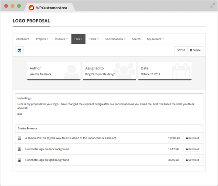 Example WordPress client portal plugin