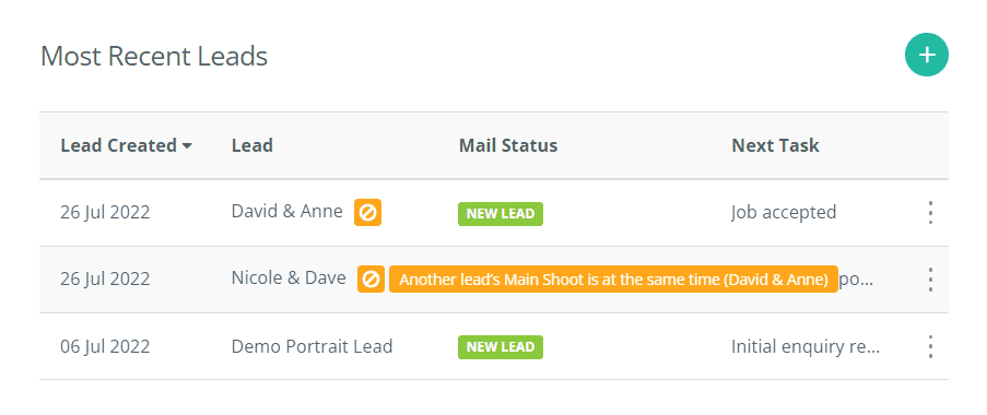 Screenshot of Studio Ninja showing the booking error.