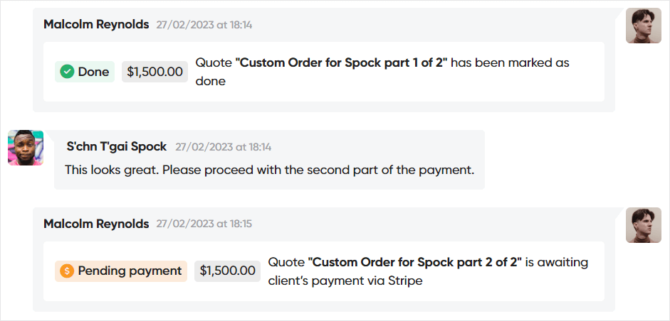 Screenshot of a conversation in Zendo chat.