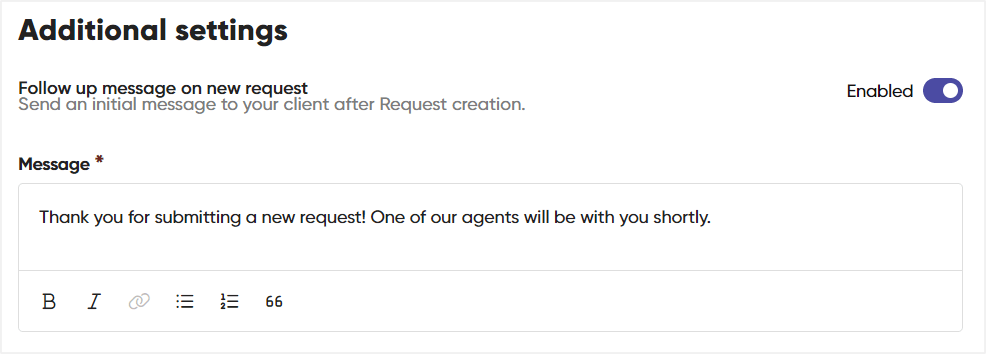 Setting up an automatic initial message to clients in Zedno — a WordPress-compatible client portal