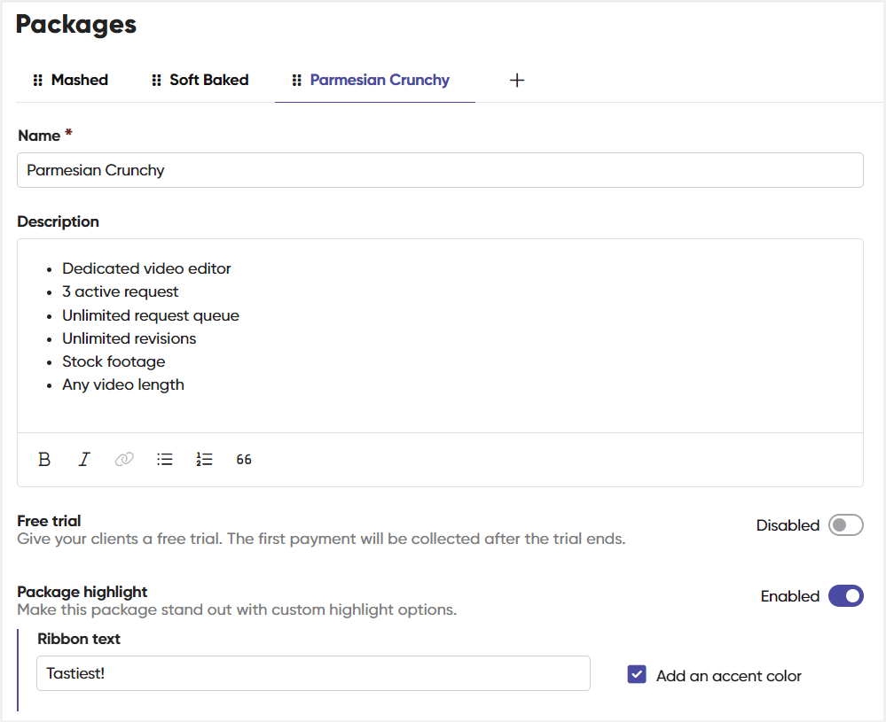 Adding subscription packages in Zendo
