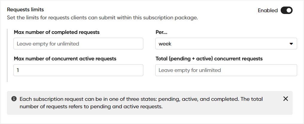 Setting the requests limits in Zendo