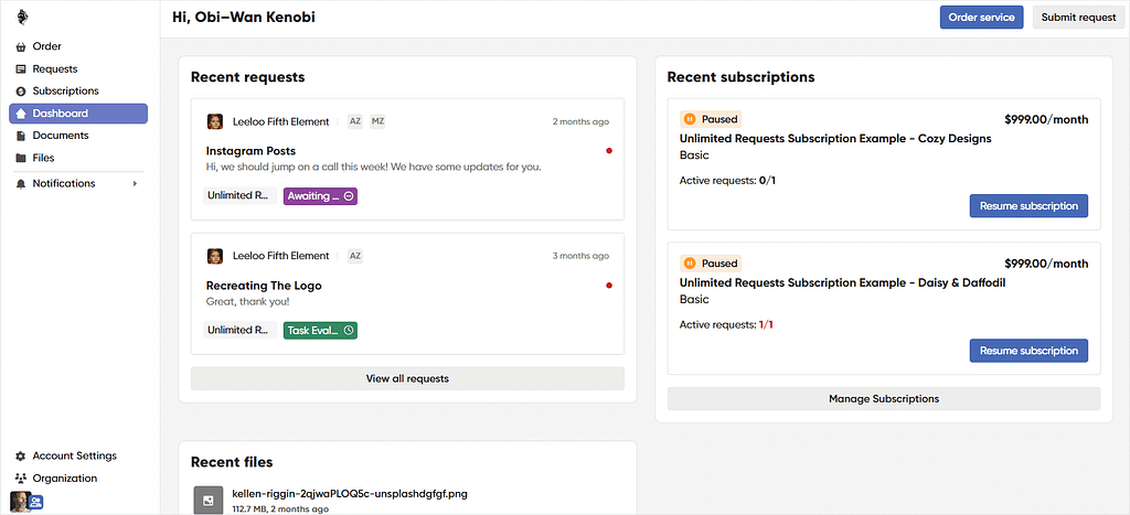 Screenshot of Zendo's dashboard.