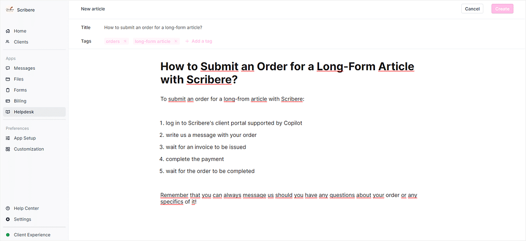 Copilot's helpdesk feature