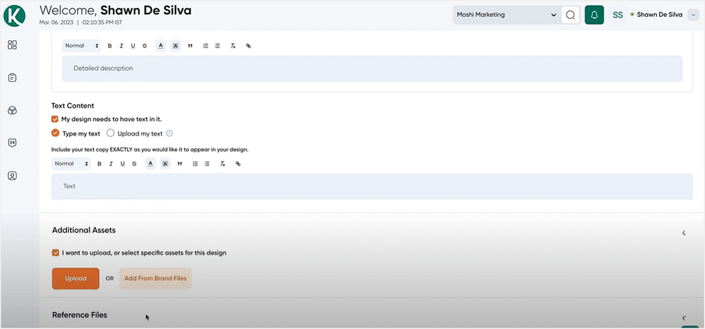 Submitting a request in Kimp360
