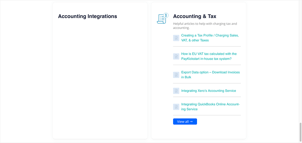 paykickstart review image showing knowledge base screenshot