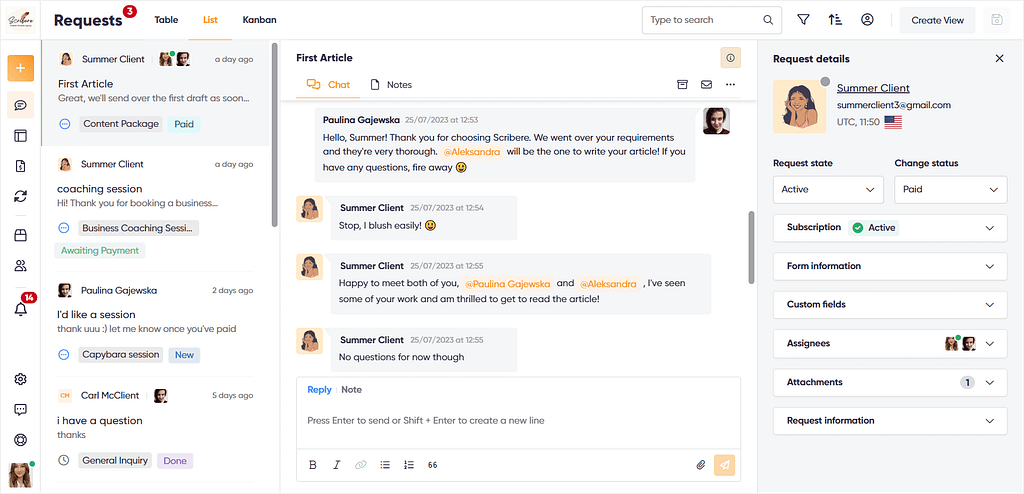 Zendo's real-time chat