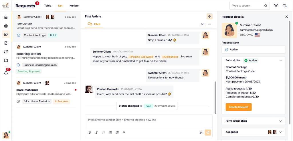 Zendo's real-time chat from a client's POV