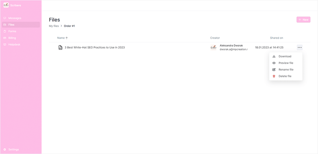 Copilot's client portal example