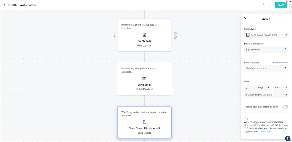 HoneyBook's automations