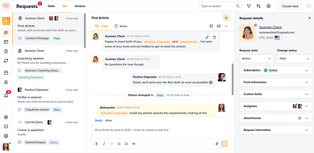 Zendo's real-time chat