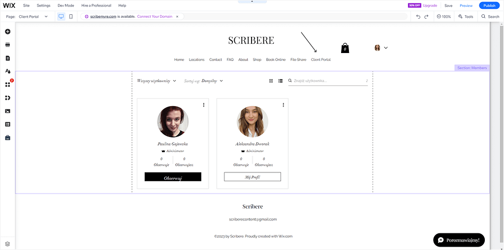 Customizing the naming in Wix client portal