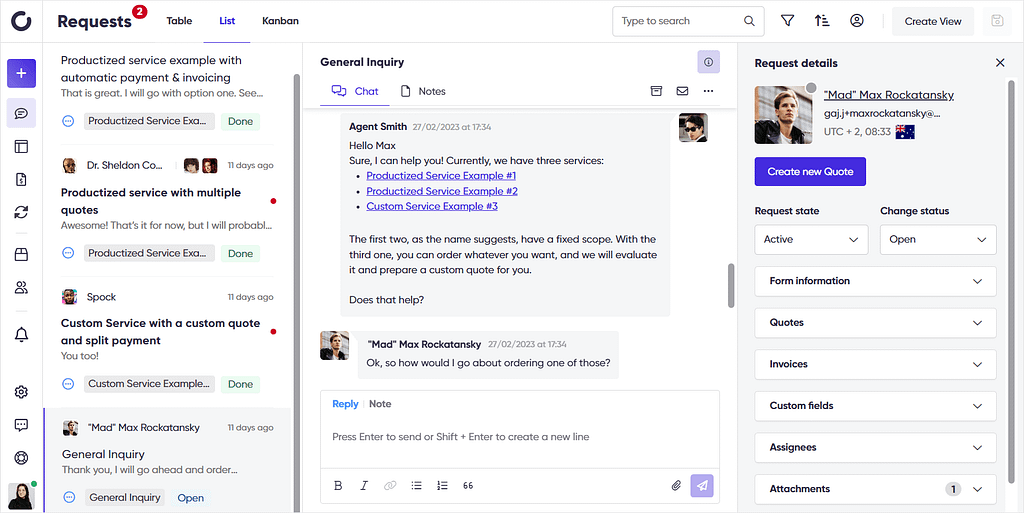 Screenshot of Zendo's Request in chat.