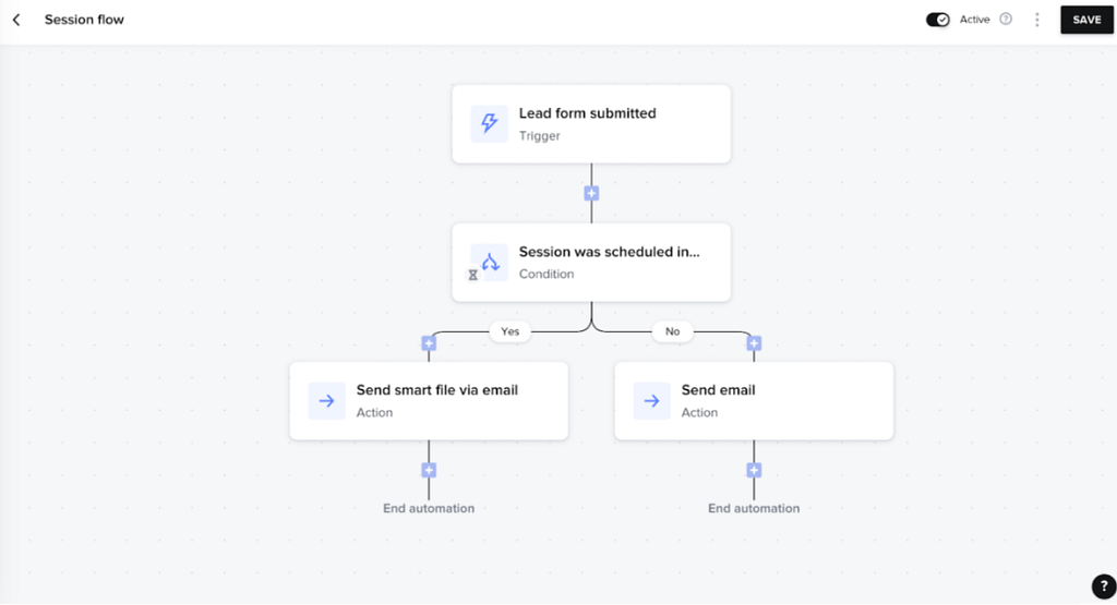 Screenshot of HoneyBook's automated workflow