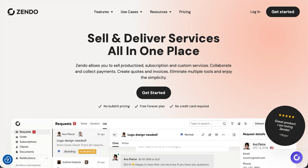 business organization app - client portal type zendo