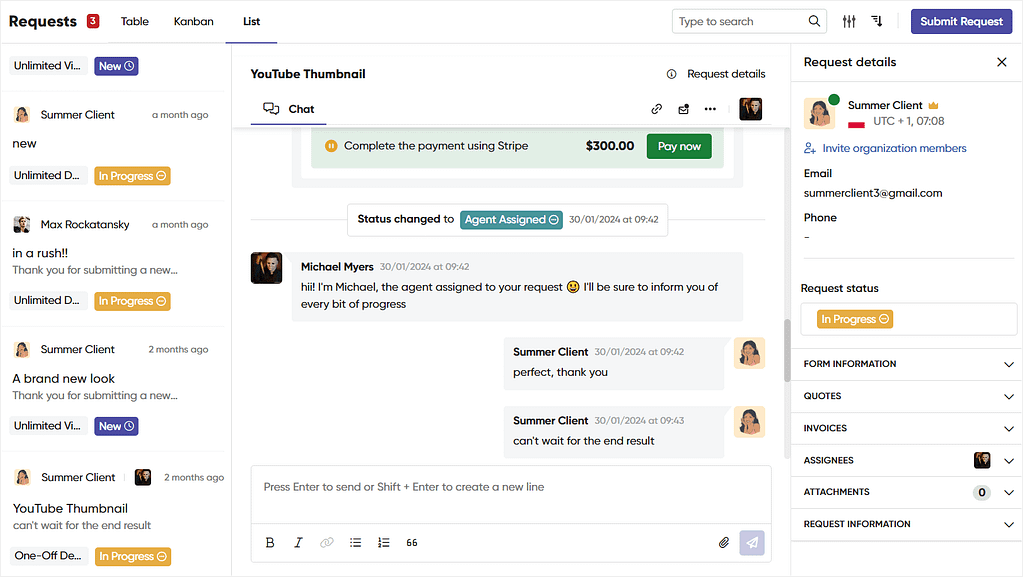 Real-time chat for client communication in Zendo