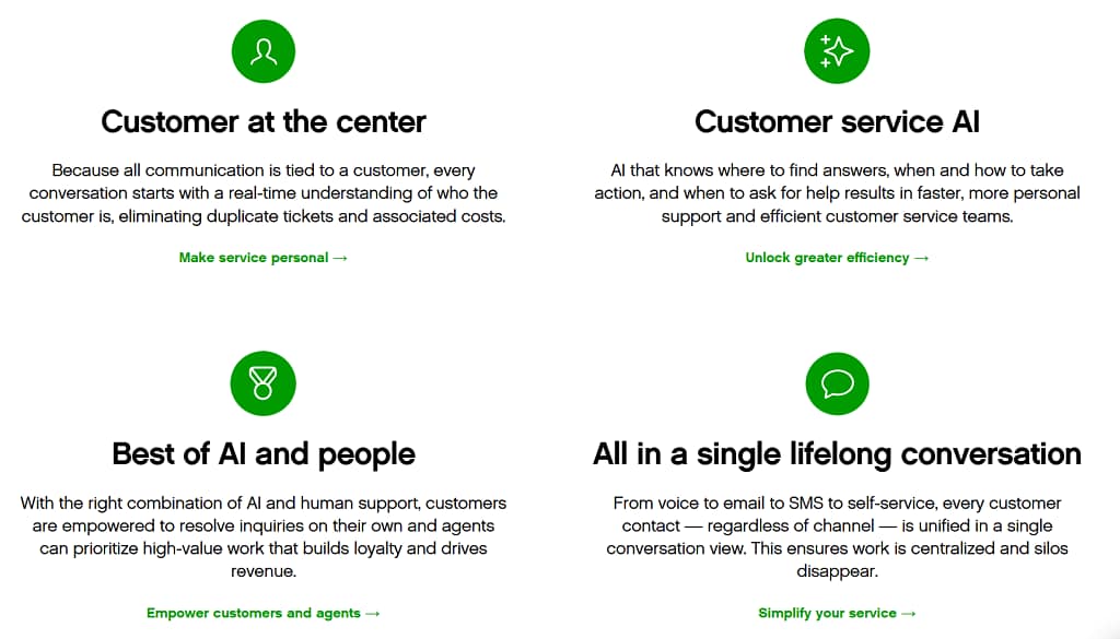 gladly core features for giving customers information quickly with personalized experience