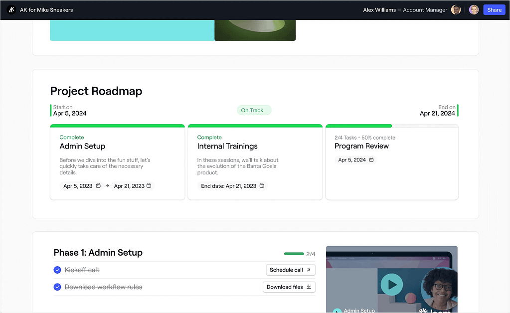 Dock's visual project progress bar