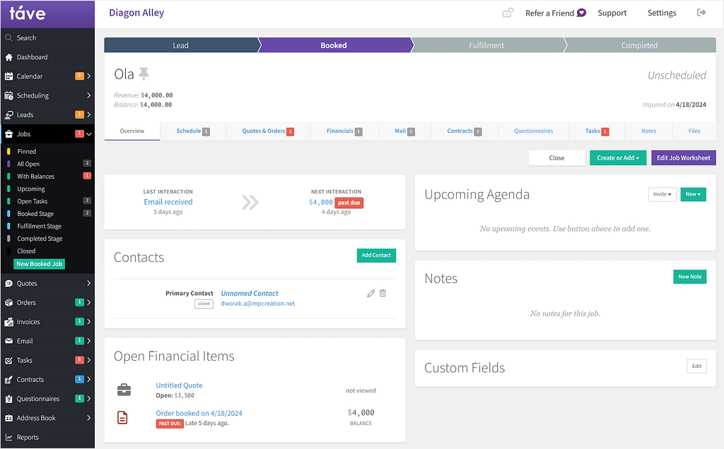 Individual job's view in Tave