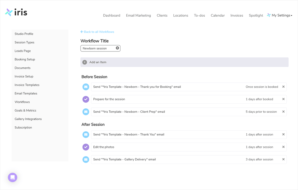 Workflows in Iris Works