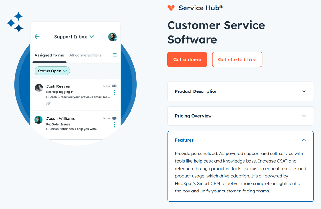 hubspot tools for managing account information and providing customers with self-service