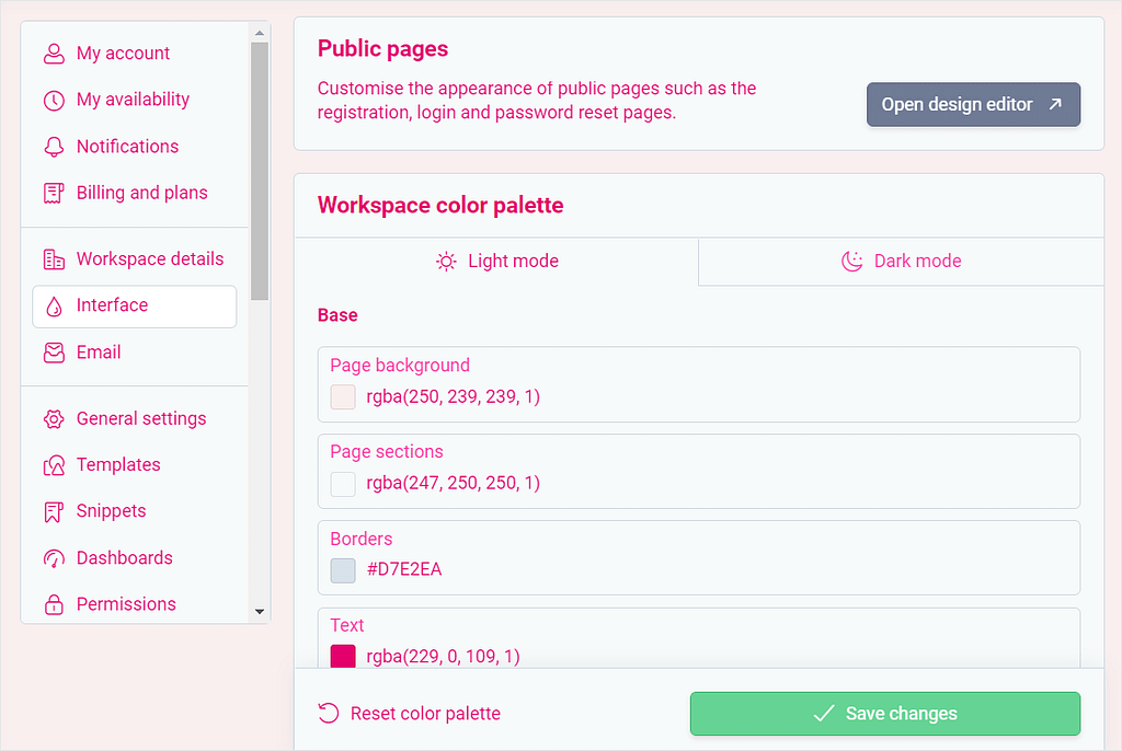 Screenshot of Putio's customization page.