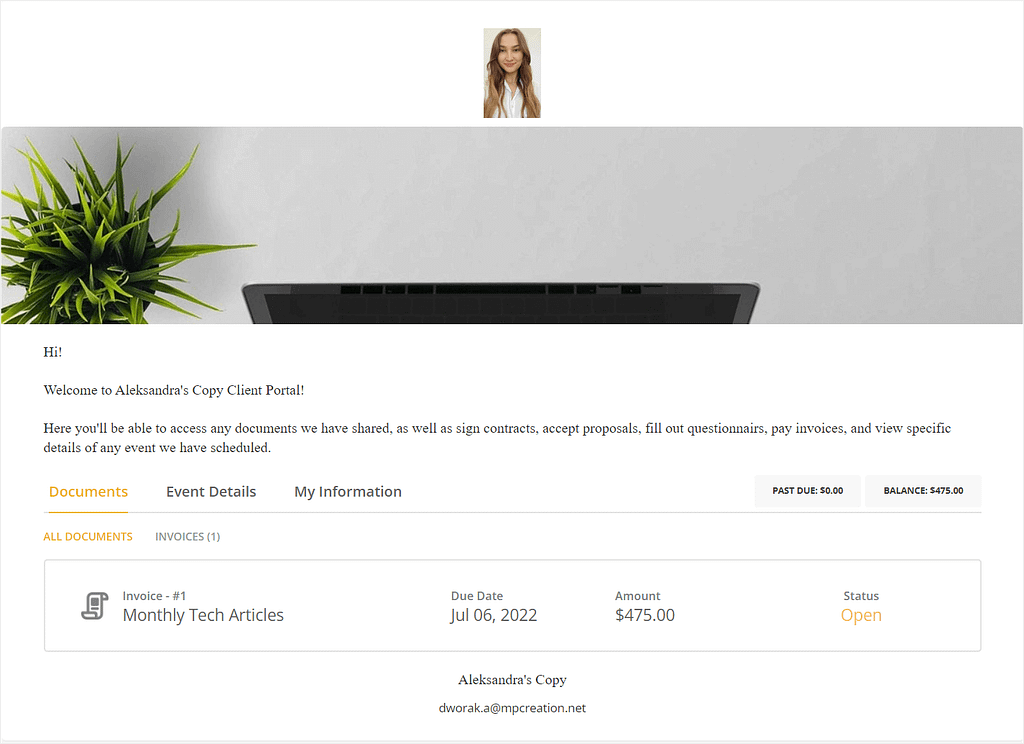 17hats' client portal example