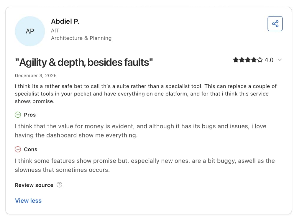 user opinion on agiled