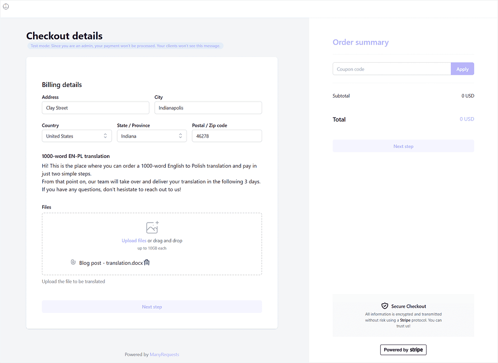 productized service software: ManyRequests: end result