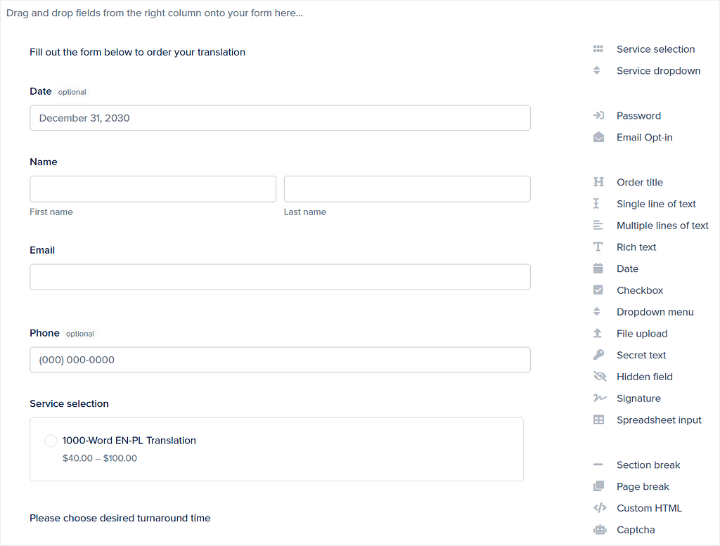 productized service software: Service Provider Pro: order forms